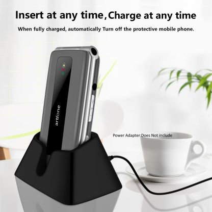 Senior Mobile Phone 4G VoLTE Unlock Big Button Elderly One Click Flipphone Cellphone Large Fonts High Volume Speakers SOS USB C 1200mAh Battery Silver