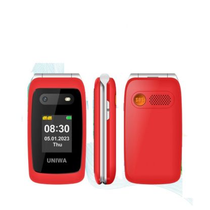 4G Volte HAC Hear Aid Unlocked Flip Cell Phone SOS Button Seniors Big Button Basic Phone Elderly Mobile Cell Phone   (RED)