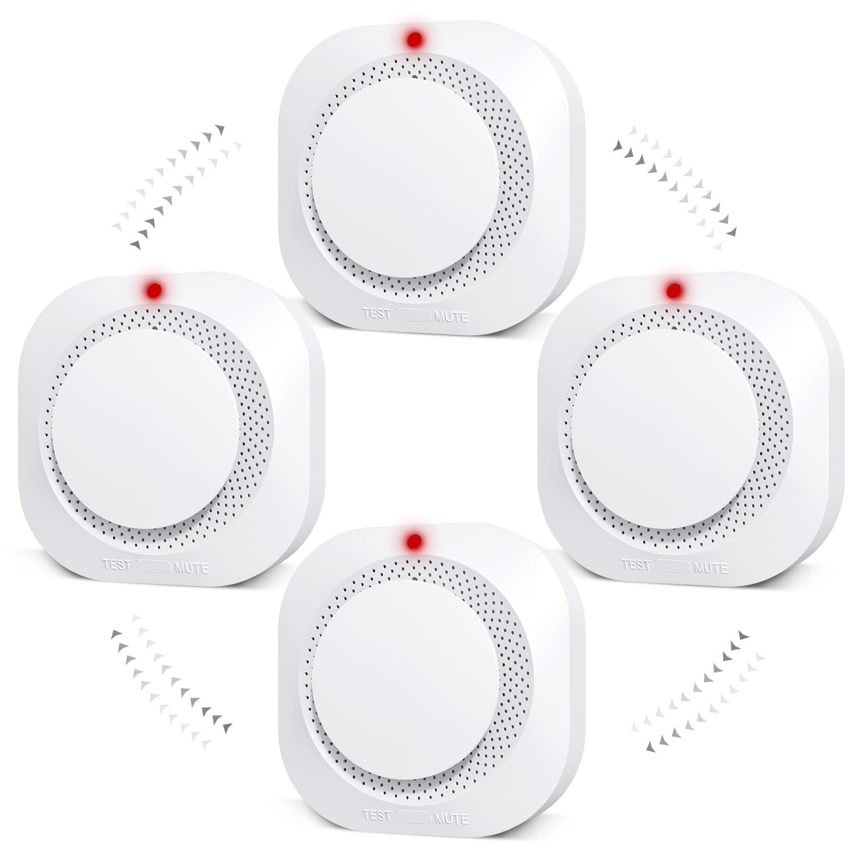 Smoke Detector,Battery Operated Smoke Alarm with Photoelectric Technology,Fire Alarms Smoke Detectors with LED Indicator and Test Button (4 Pack)