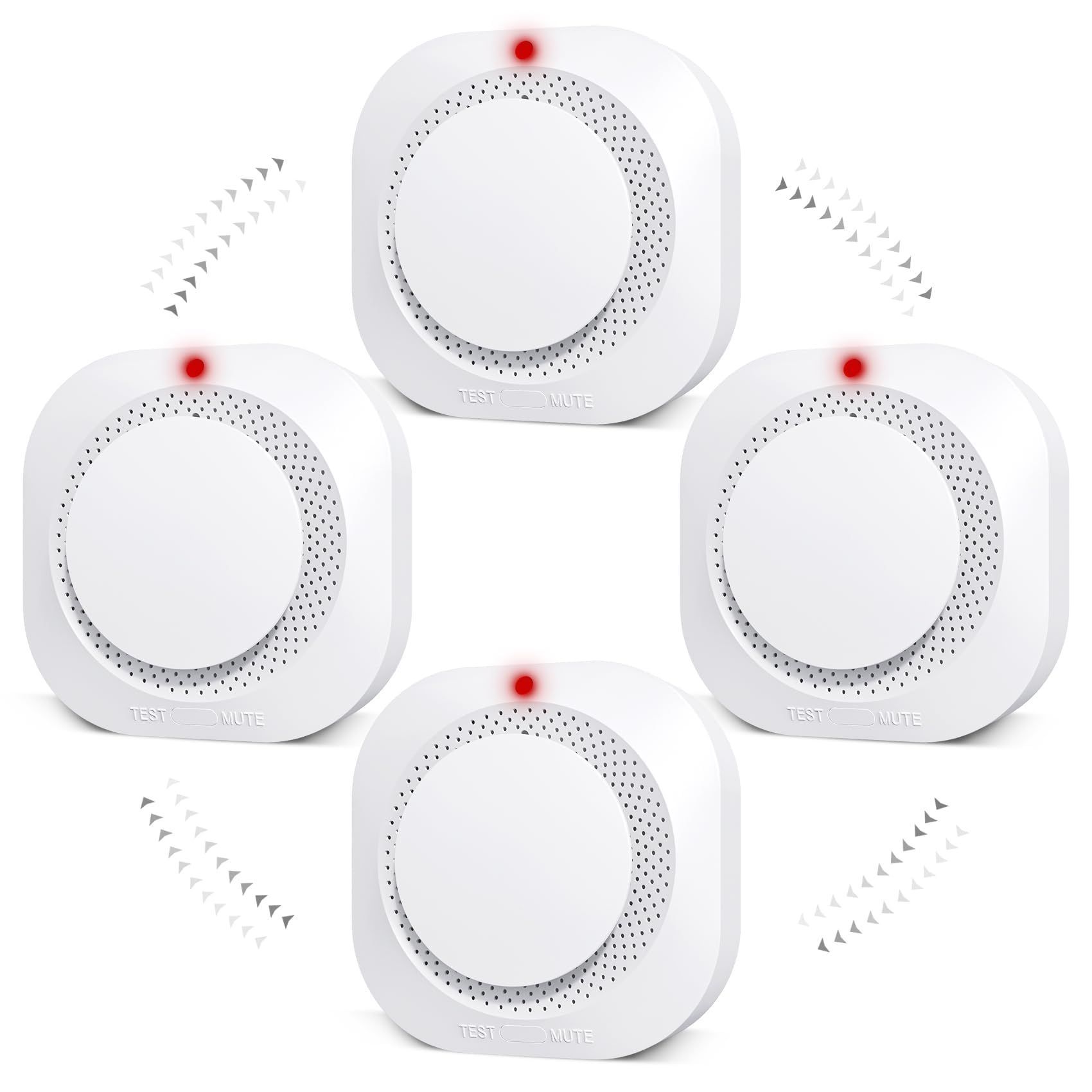 Smoke Detector,Battery Operated Smoke Alarm with Photoelectric Technology,Fire Alarms Smoke Detectors with LED Indicator and Test Button (4 Pack)