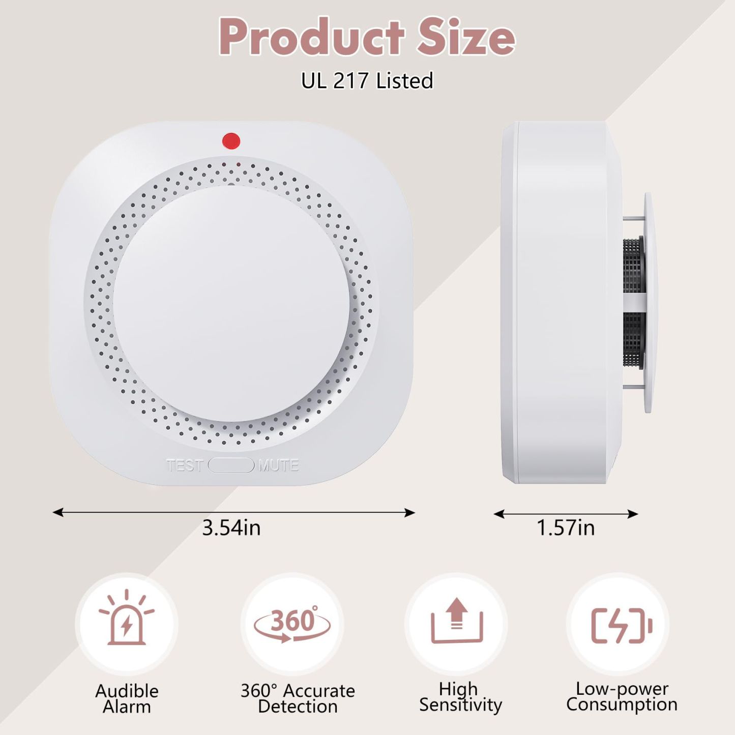 Smoke Detector,Battery Operated Smoke Alarm with Photoelectric Technology,Fire Alarms Smoke Detectors with LED Indicator and Test Button (4 Pack)