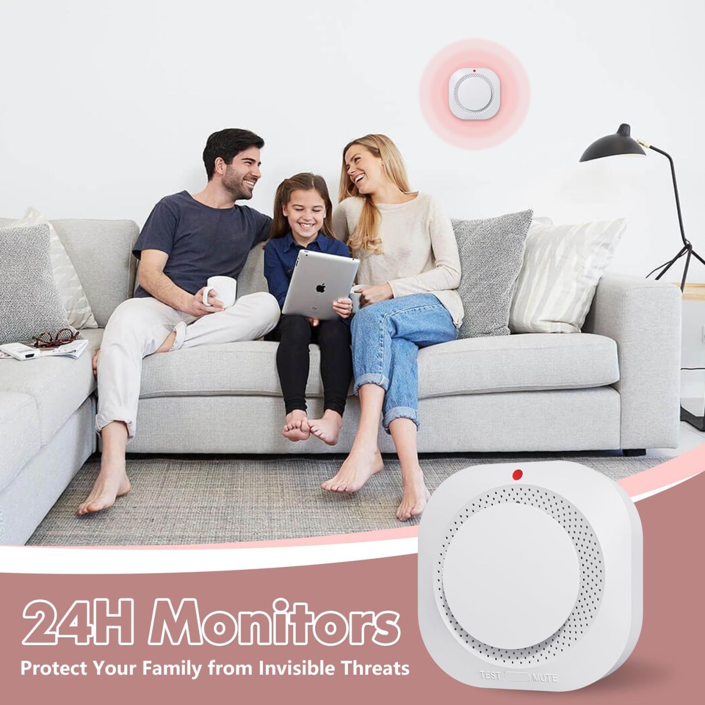 Smoke Detector,Battery Operated Smoke Alarm with Photoelectric Technology,Fire Alarms Smoke Detectors with LED Indicator and Test Button (4 Pack)
