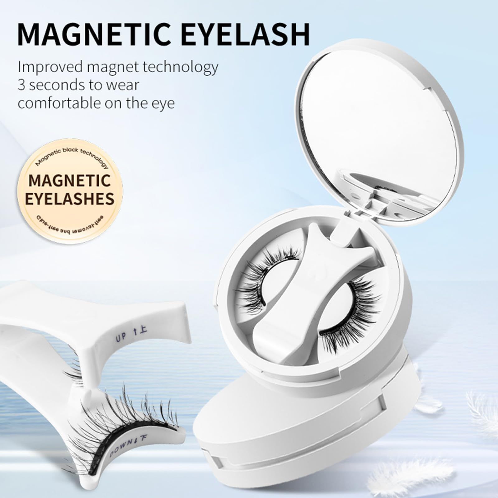 3D Natural Double-Sided Magnetic False Eyelashes Kit Reusable Portable Fake Eyelashes With Eyelash Clip-Size CT10-5