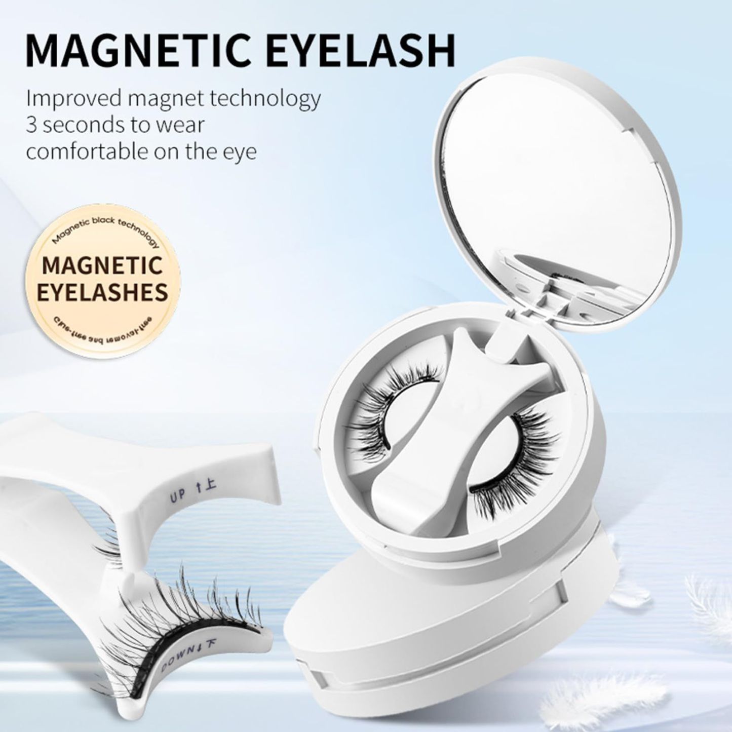 3D Natural Double-Sided Magnetic False Eyelashes Kit Reusable Portable Fake Eyelashes With Eyelash Clip-Size CT10-5