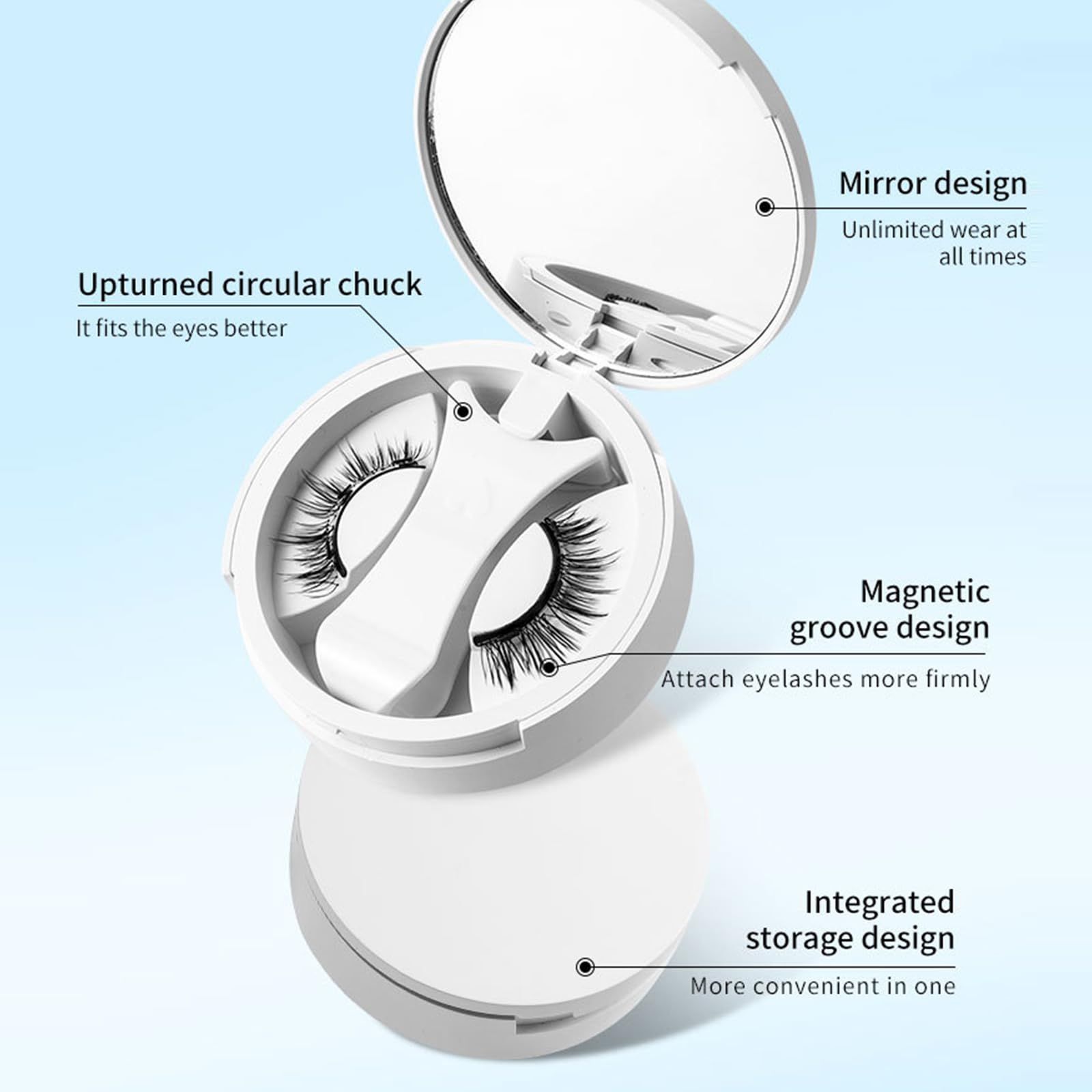 3D Natural Double-Sided Magnetic False Eyelashes Kit Reusable Portable Fake Eyelashes With Eyelash Clip-Size CT10-5