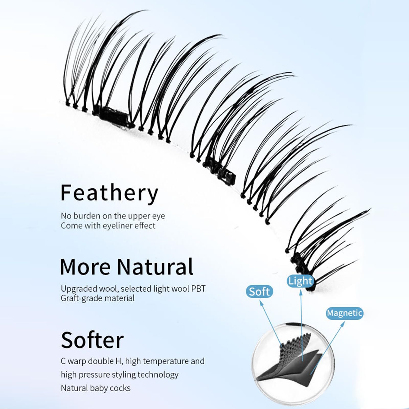 3D Natural Double-Sided Magnetic False Eyelashes Kit Reusable Portable Fake Eyelashes With Eyelash Clip-Size CT10-5