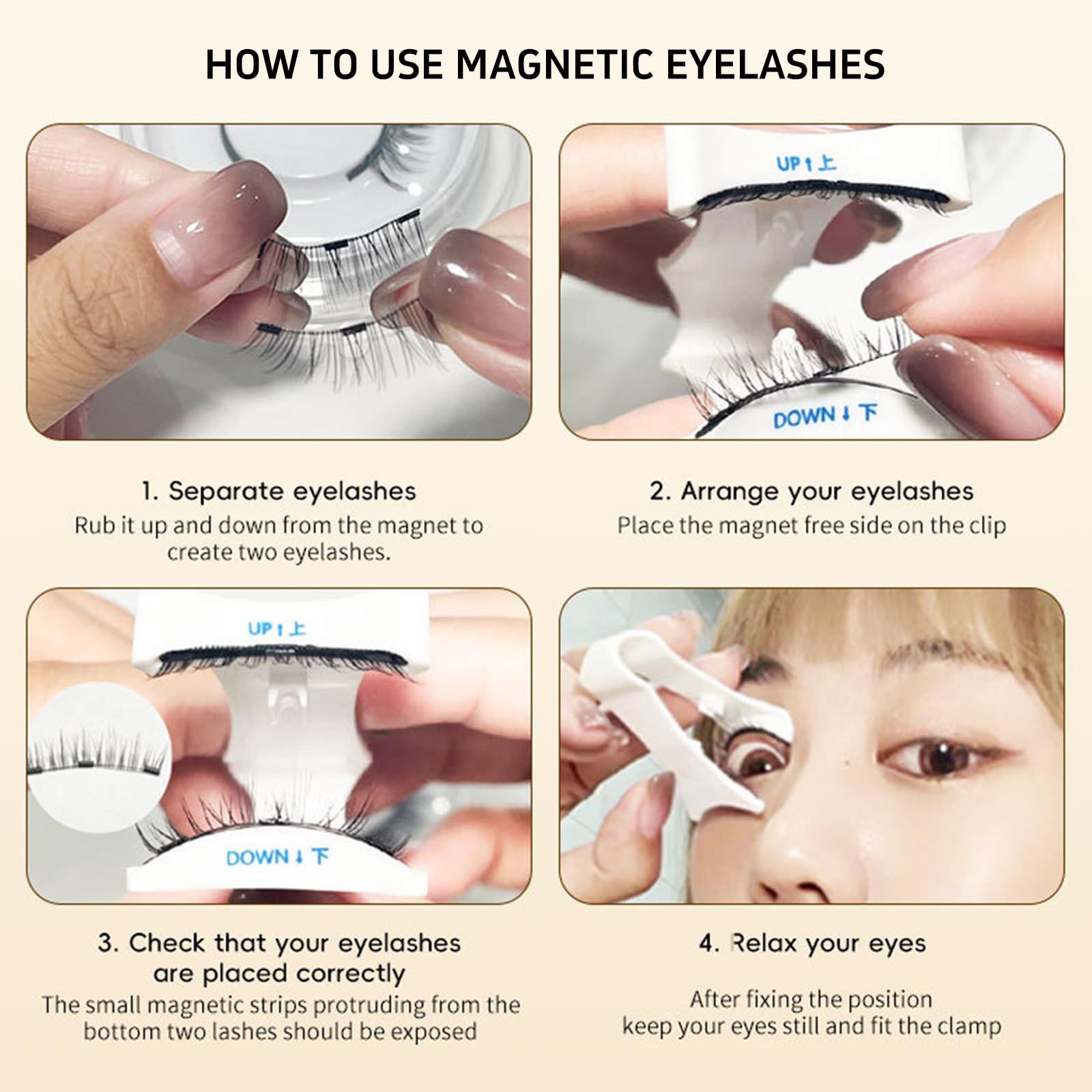 3D Natural Double-Sided Magnetic False Eyelashes Kit Reusable Portable Fake Eyelashes With Eyelash Clip-Size CT10-5