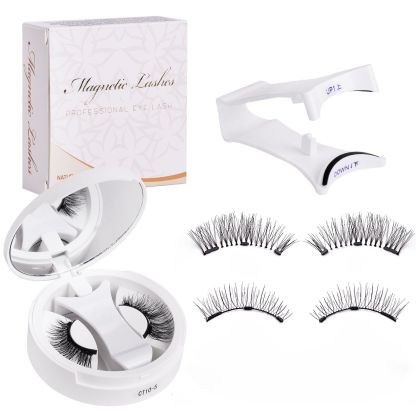 3D Natural Double-Sided Magnetic False Eyelashes Kit Reusable Portable Fake Eyelashes With Eyelash Clip-Size CT10-5
