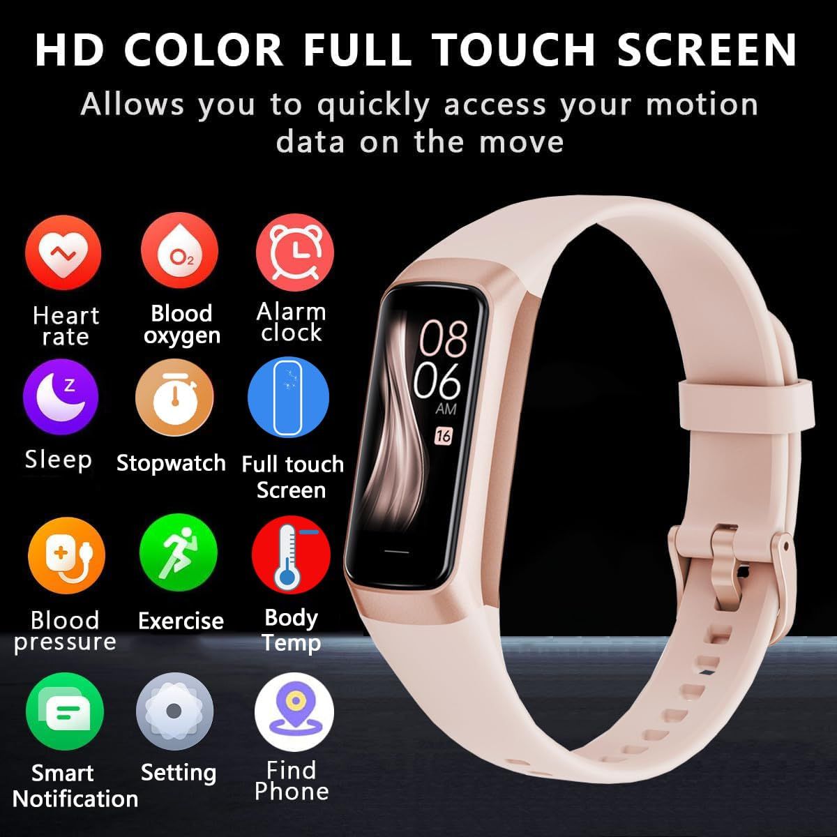 Fitness Tracker with 24/7 Sleep Monitor,Activity Tracker with 1.1In AMOLED Touch Color Screen,Multiple Sport Modes Step Counter,IP68 Waterproof