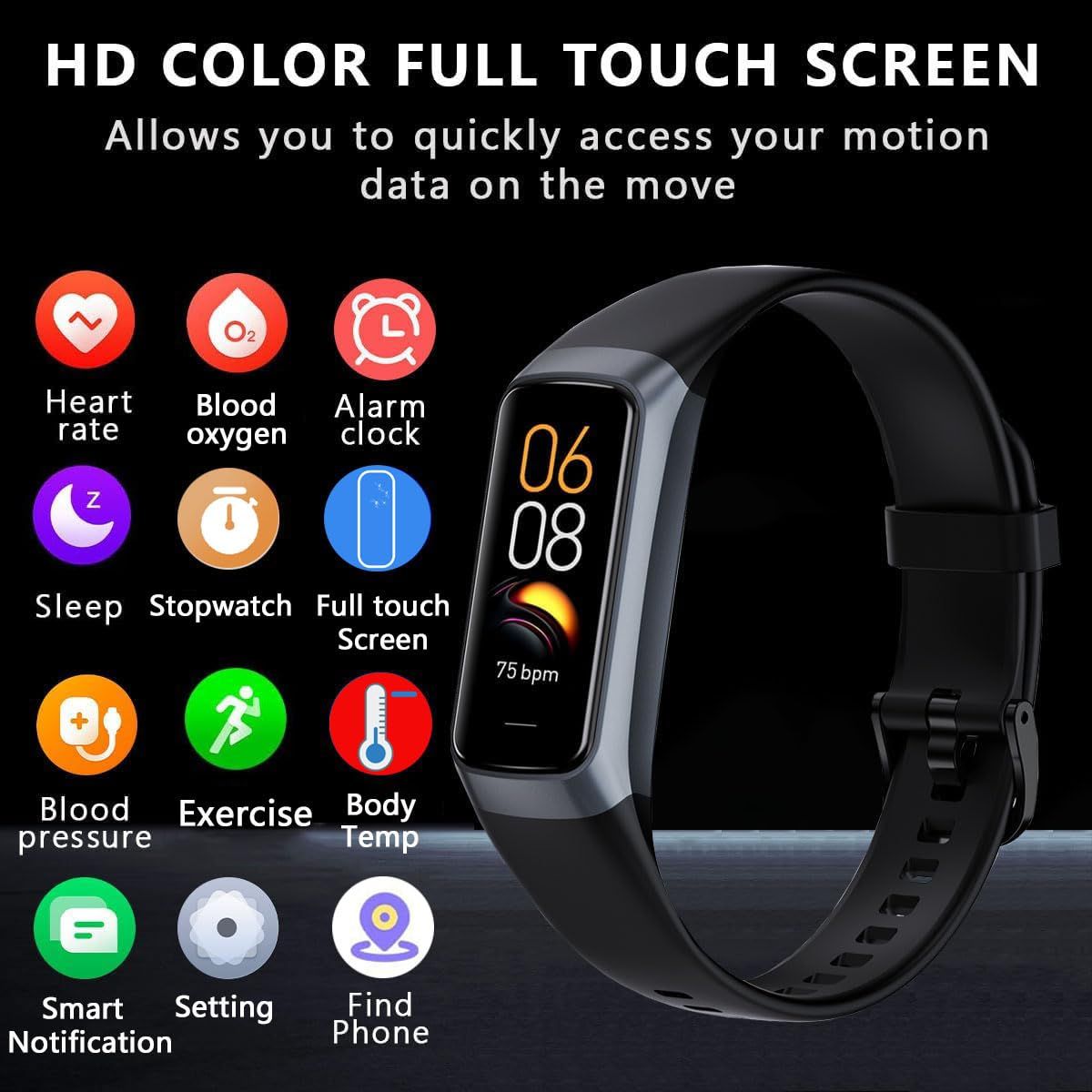 Fitness Tracker with 24/7 Sleep Monitor,Activity Tracker with 1.1In AMOLED Touch Color Screen,Multiple Sport Modes Step Counter,IP68 Waterproof