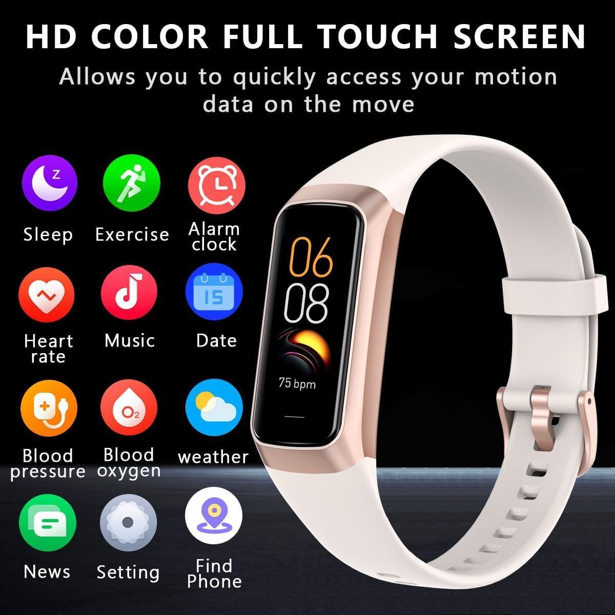 Fitness Tracker with 24/7 Sleep Monitor,Activity Tracker with 1.1In AMOLED Touch Color Screen,Multiple Sport Modes Step Counter,IP68 Waterproof