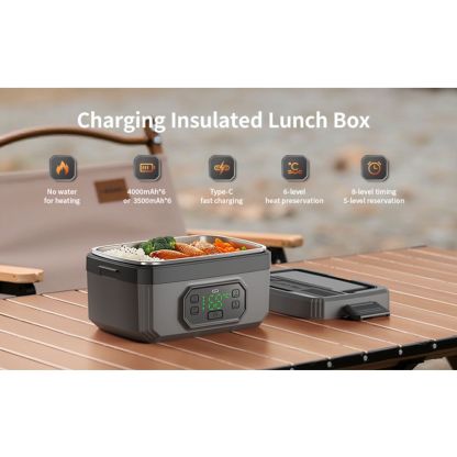 1.2L Cordless Electric Lunch Box, Self Heating Lunch Box Battery Powered with Automatic Heating, BPA Free, Meal Prep Friendly