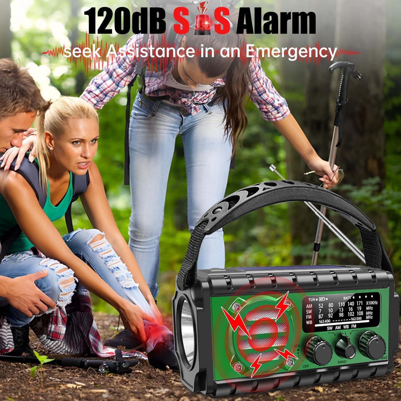 20000mah Emergency Radio,SW/NOAA/AM/FM Weather Radio,Solar Powered Hand Crank Chager with Bige Batery Powered,Portable,Cellphone Charge,SOS