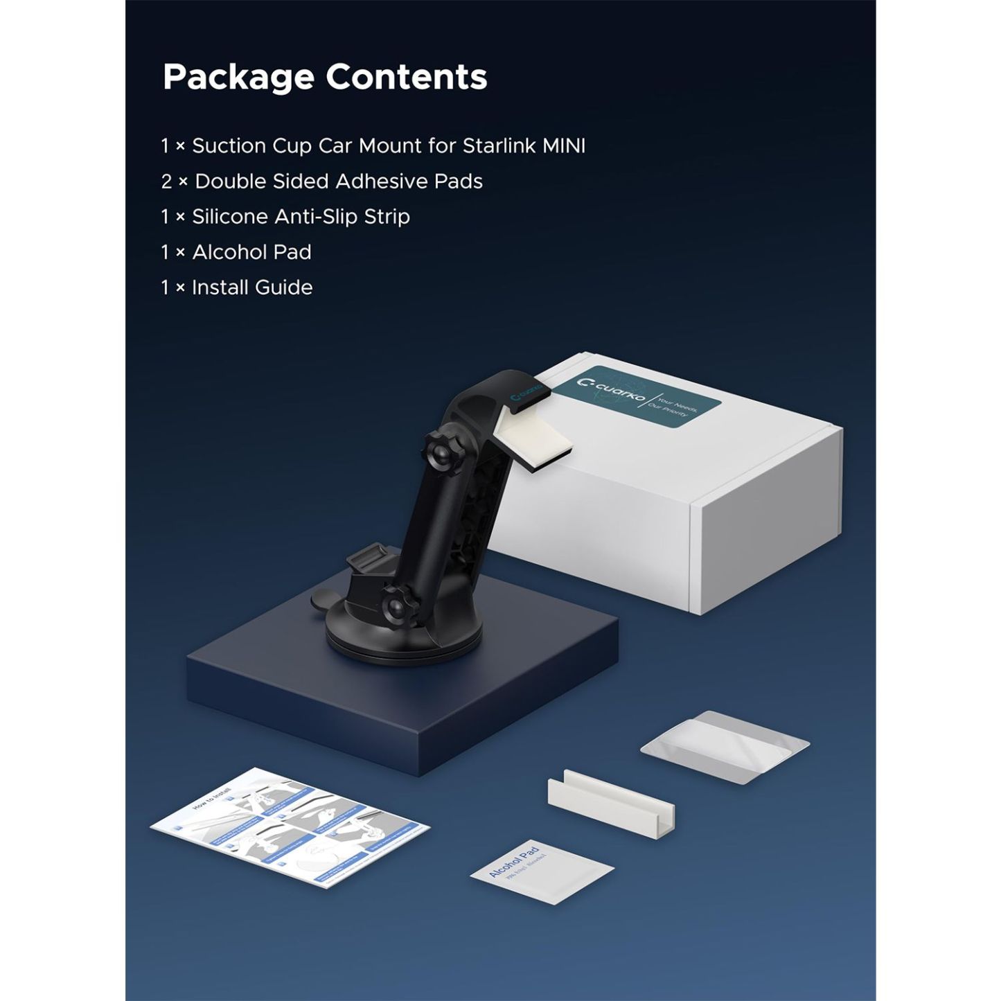 Starlink Mini Car Mount,Starlink Mini Mounting Kit,High Strength Suction Base,Angle-Adjustable,Car Suction Cup Mount Ensures Stable Setup While Driving