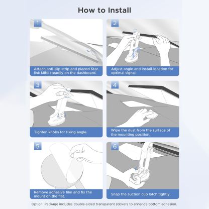 Starlink Mini Car Mount,Starlink Mini Mounting Kit,High Strength Suction Base,Angle-Adjustable,Car Suction Cup Mount Ensures Stable Setup While Driving