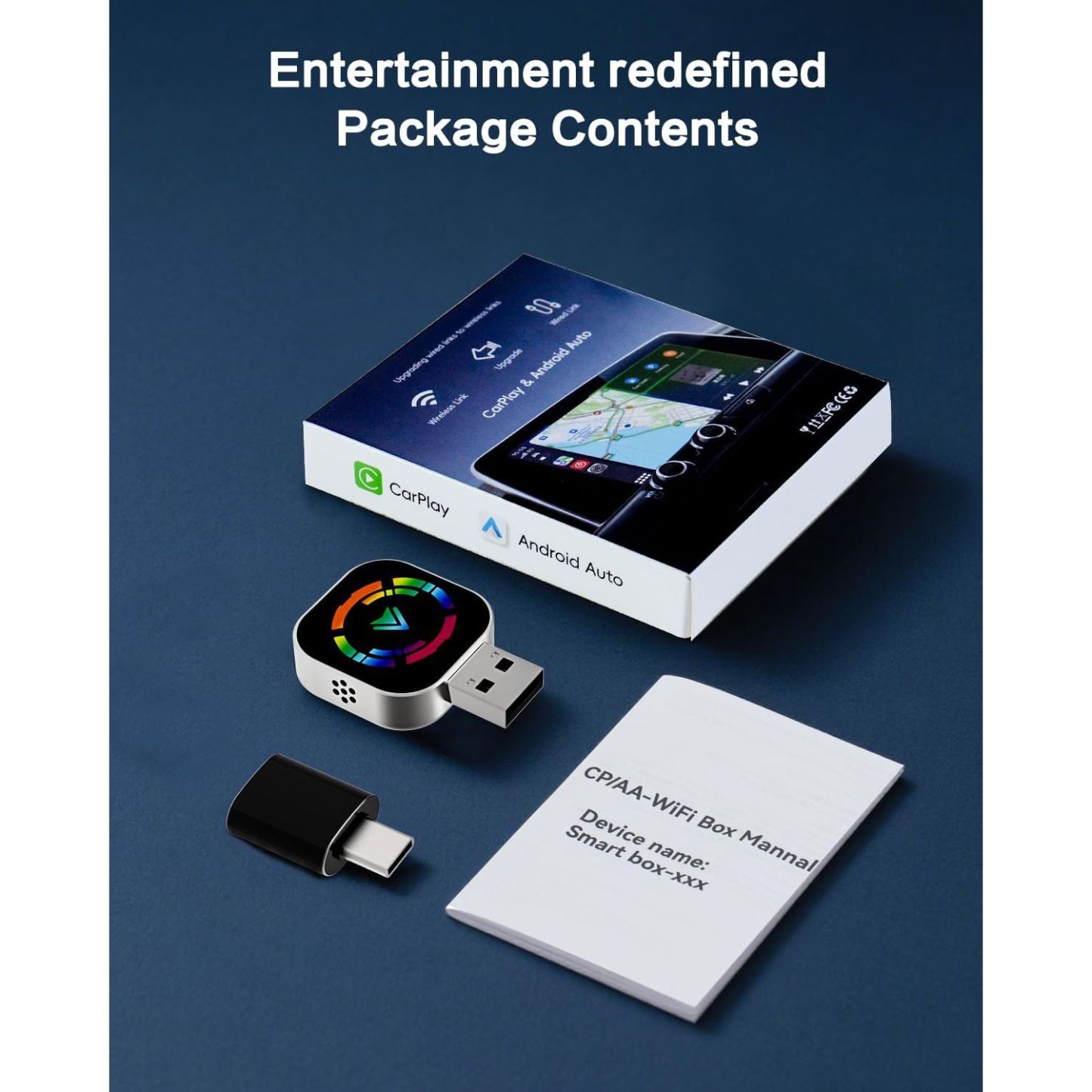 Wireless Carplay Adapter,Mini Carplay for Apple iPhone & Android Auto Wireless Adapter,for Cars with Built-in Wired Apple Carplay