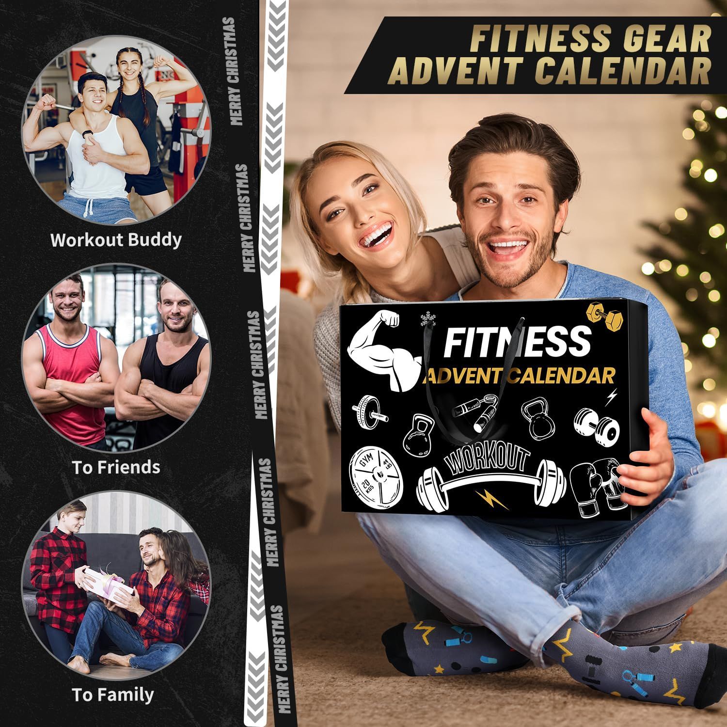 Fitness Gear Advent Calendar 2025,24 Days of Workout Essentials with Jump Rope,Resistance Bands,Gloves,Headbands & More - Christmas Countdown Gifts