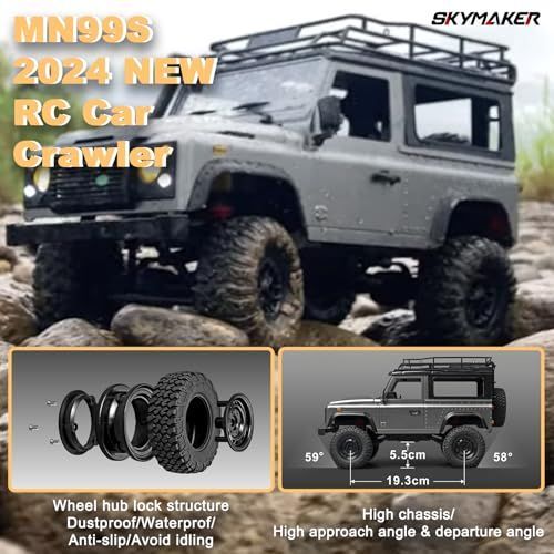 Skymaker MN99S RC Rock Crawler 4x4 Land Rover RC Crawler 1/12 Scale Remote Control Truck All Terrains Proportional Throttle Steering 280 Motor Upgraded