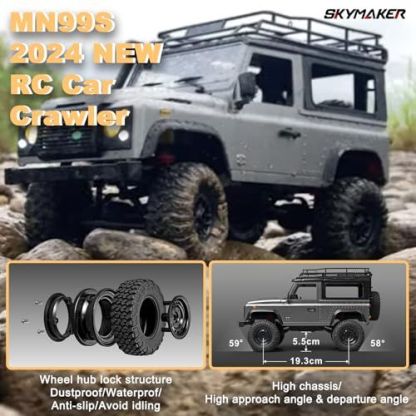Skymaker MN99S RC Rock Crawler 4x4 Land Rover RC Crawler 1/12 Scale Remote Control Truck All Terrains Proportional Throttle Steering 280 Motor Upgraded
