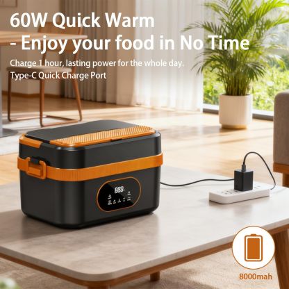 Heated Lunch Box Cordless Rechargeable Food Warmer Smart Reservation Keep Warm Portable Meal Prep Container
