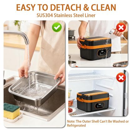 Heated Lunch Box Cordless Rechargeable Food Warmer Smart Reservation Keep Warm Portable Meal Prep Container