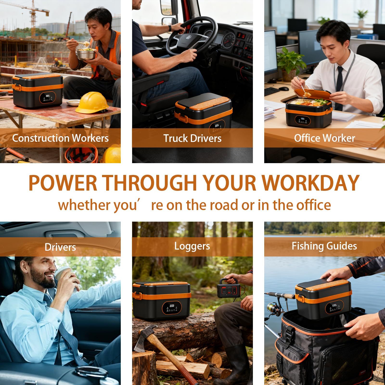 Heated Lunch Box Cordless Rechargeable Food Warmer Smart Reservation Keep Warm Portable Meal Prep Container