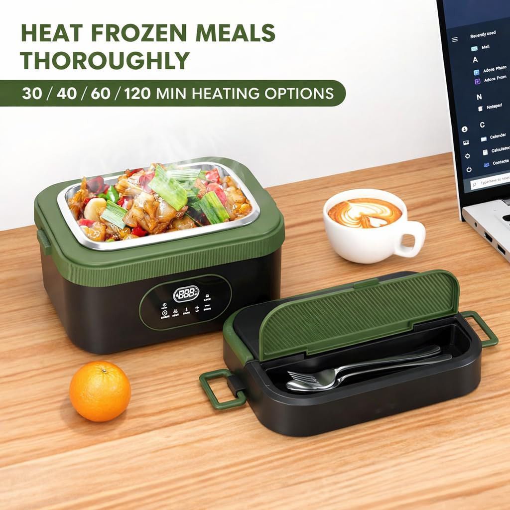 Cordless Electric Lunch Box,60W Fast Heating Portable Food Warmer with Scheduled Heating,Removable Divider,Large Capacity Heated Lunch Box