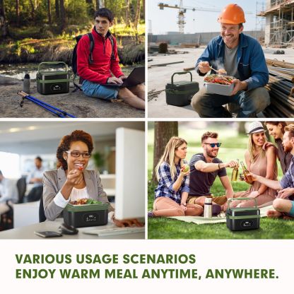 Cordless Electric Lunch Box,60W Fast Heating Portable Food Warmer with Scheduled Heating,Removable Divider,Large Capacity Heated Lunch Box