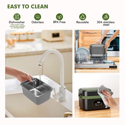 Cordless Electric Lunch Box,60W Fast Heating Portable Food Warmer with Scheduled Heating,Removable Divider,Large Capacity Heated Lunch Box