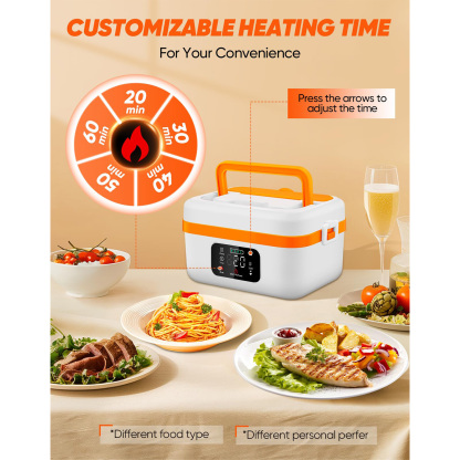 Cordless Electric Lunch Box,Rechargeable Self-Heating Food Warmer with 16000mAh Battery,1L Heated Lunch Box with Smart Reservation & Keep Warm White