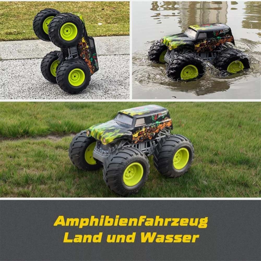 2.4GHz RC Monster Truck Remote Control Car, 360 Degree Rotation Off Road Vehicle with Lights for Kids Boys Gift