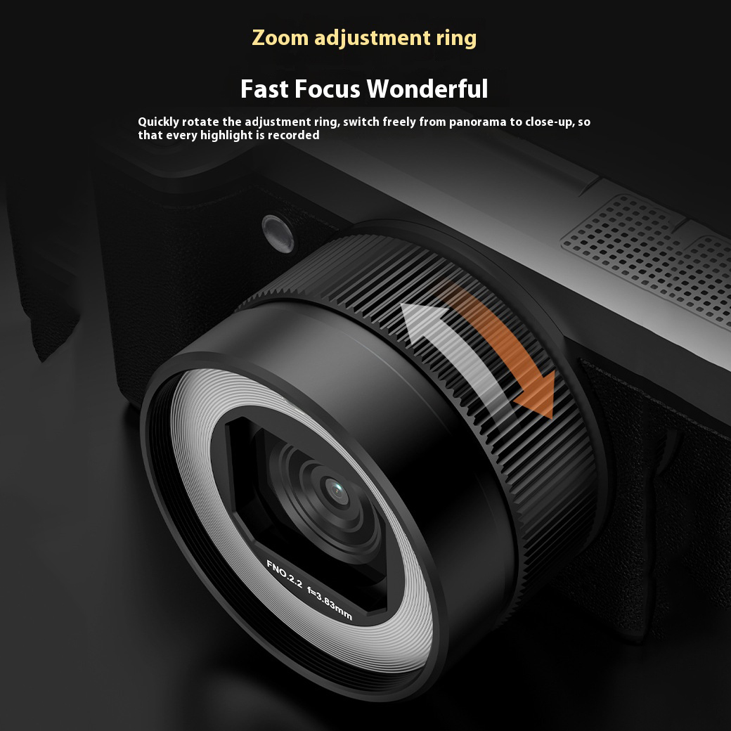 Black 5K HD WiFi 32G Card Micro Digital Camera Student Party Campus Dual Camera Flip Cover