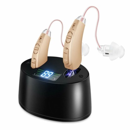 Hearing Aids for Seniors Hearing Loss, Rechargeable with Display of Remaining Charge, Devices with Noise Reduction