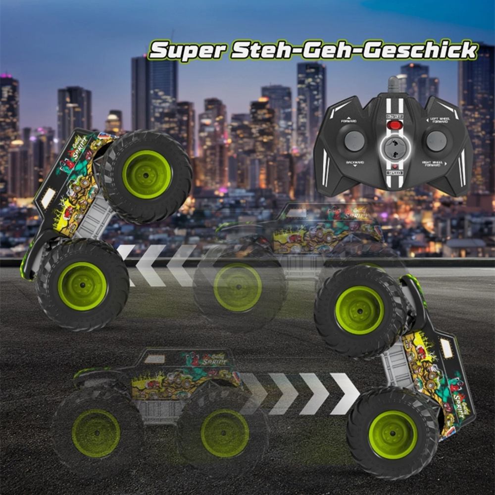 2.4GHz RC Monster Truck Remote Control Car, 360 Degree Rotation Off Road Vehicle with Lights for Kids Boys Gift