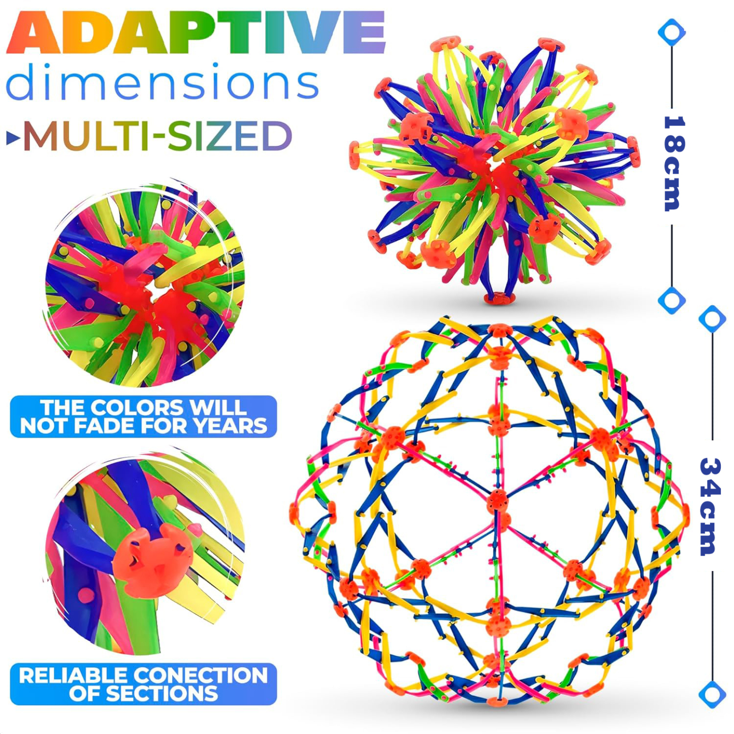 (2 pack)Expandable Breathing Toy Ball,1 Large ball and 1 glowing ball(Can Expand From 18 - 34cm) , Relaxation And Decompression Toys