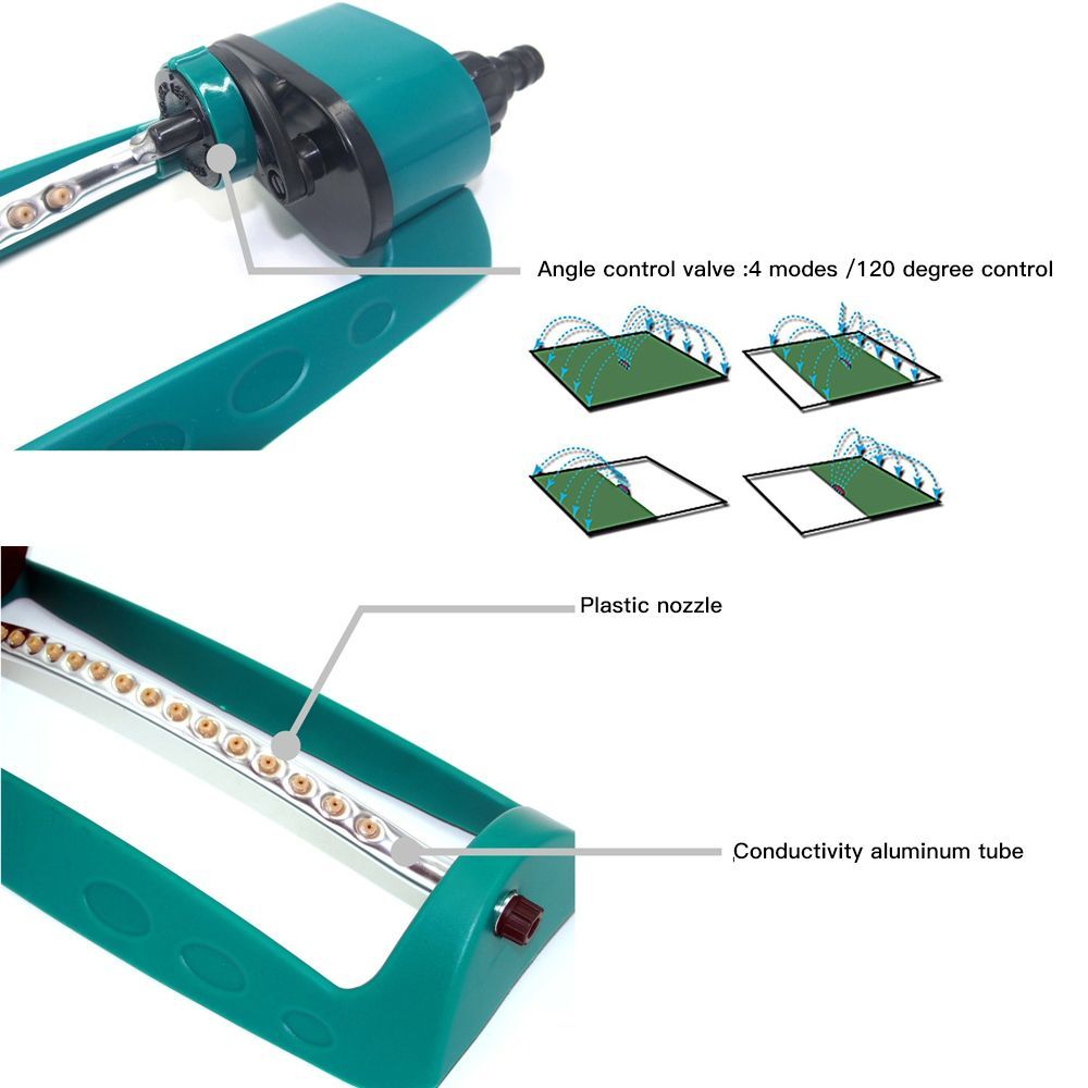 Water Sprinkler Adjustable Alloy 15 Holes Sprayer Oscillating Automatic Lawn Irrigation Garden Watering Tool