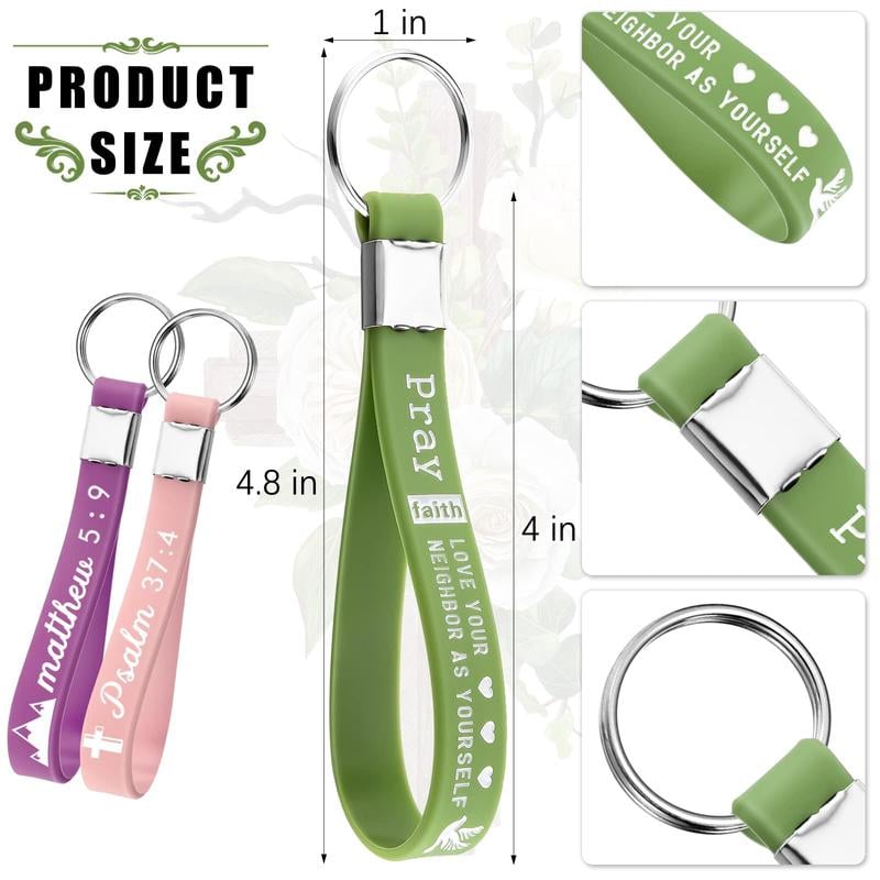 24/36/100Pcs Bible Verse Keychain Christian Trendy Keychain Wristlet for Men and Women Religious Party Gift Inspirational Christian Gifts for Students Teacher Back to School Gift Religious Baptism Gift