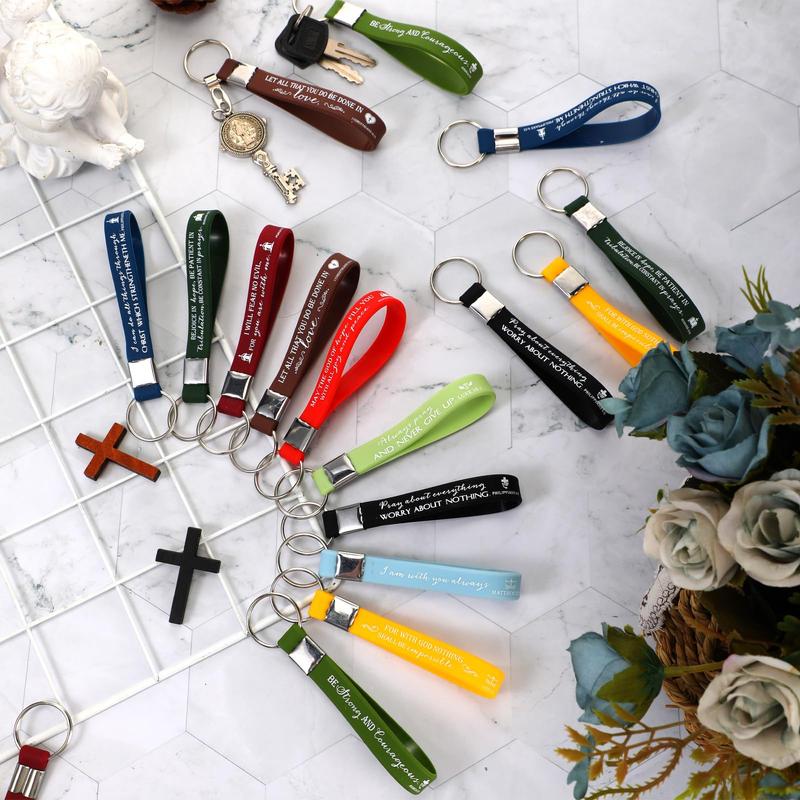24/36/100Pcs Bible Verse Keychain Christian Trendy Keychain Wristlet for Men and Women Religious Party Gift Inspirational Christian Gifts for Students Teacher Back to School Gift Religious Baptism Gift