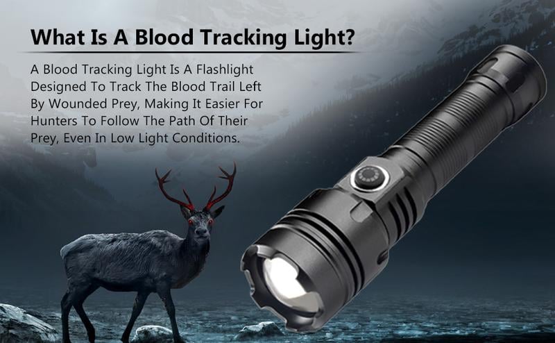 Rechargeable Blood Tracking Light for Night Hunting 2000 Lumens Blood Trail Tracking Flashlight Gifts for Hunter handheld powerful Festival Gift