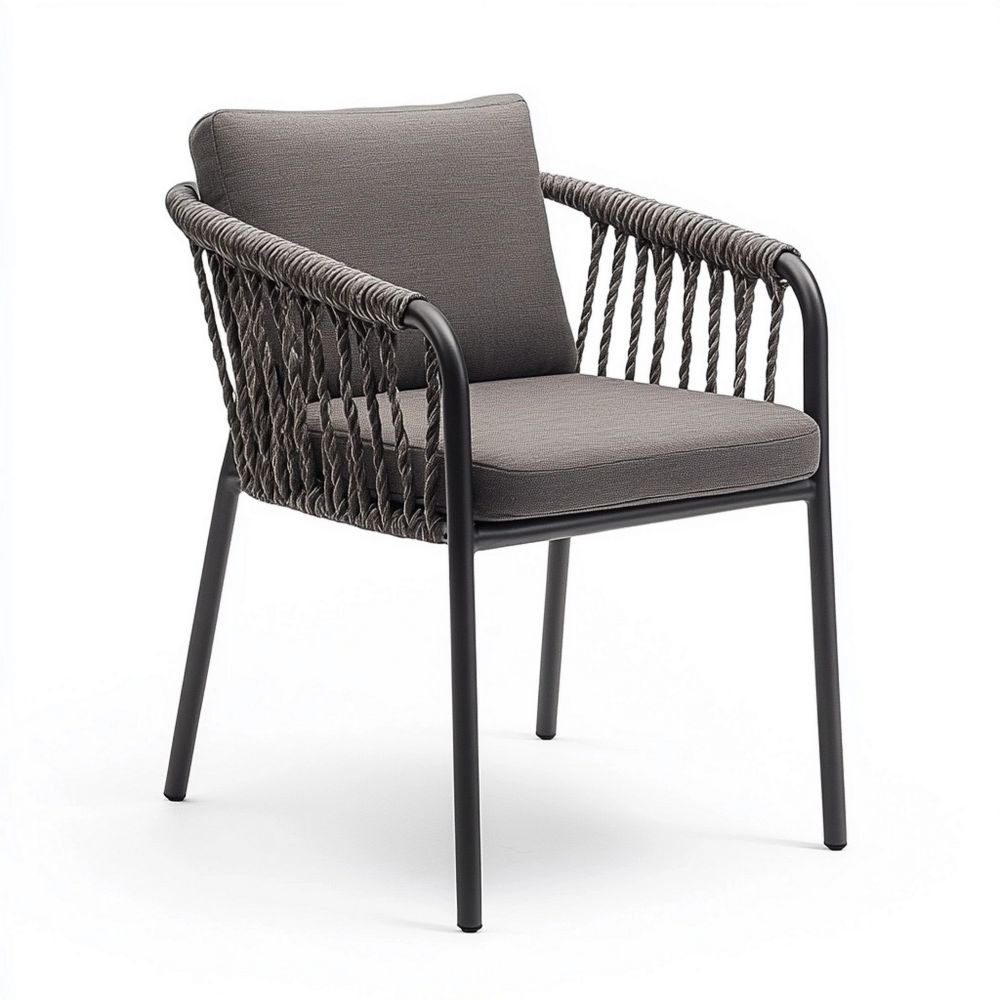 Silla de Exterior de Aluminio con Cuerda Sintética Gris Antracita
