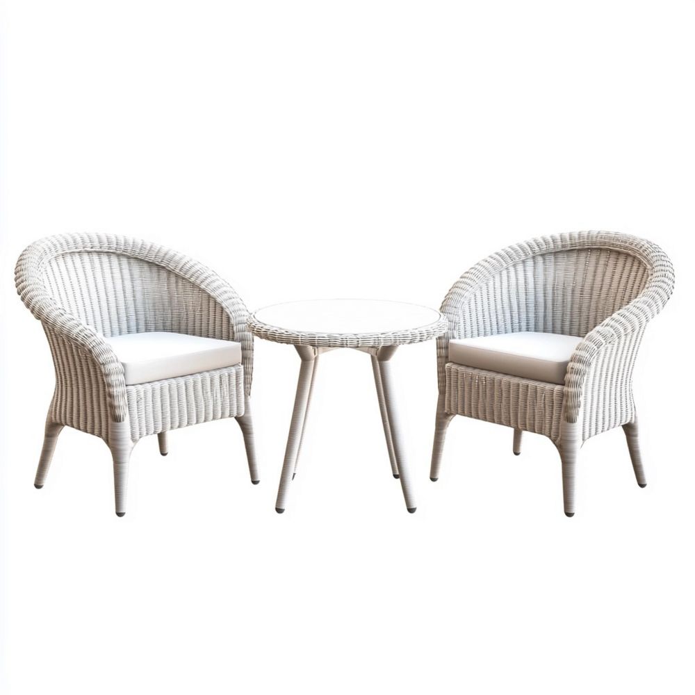 Juego de muebles de exterior 3 piezas ratán sintético gris