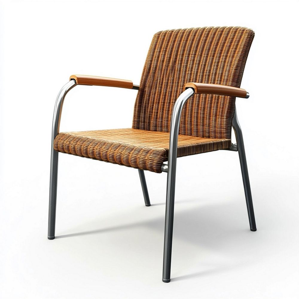 Silla de Exterior en Rattan Sintético Marrón con Estructura de Acero, 56x60x84 cm