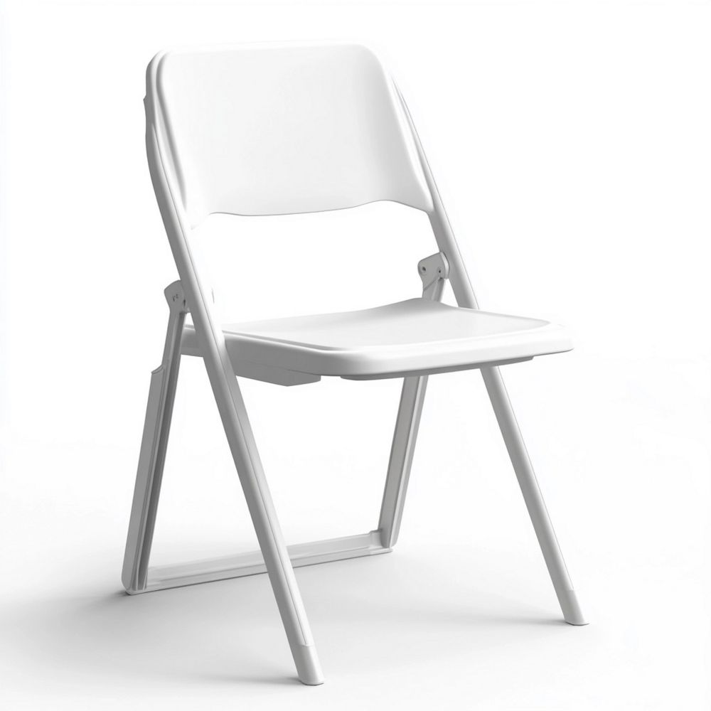 Silla Plegable de Plástico Blanco con Estructura de Acero al Carbono