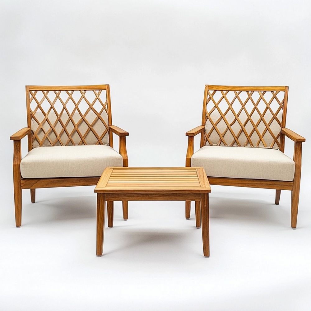 Conjunto de Sillas y Mesa de Teca para Exterior 3 Piezas
