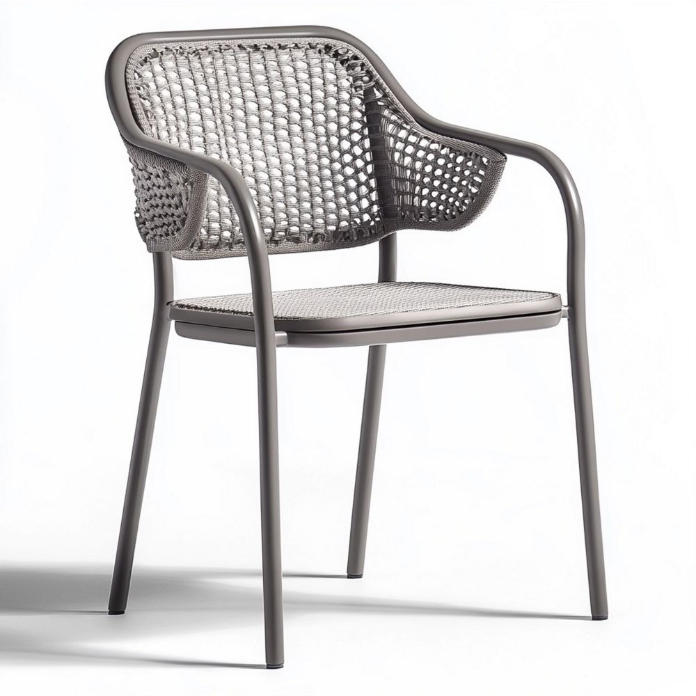 Silla de Jardín Gris Aluminio/Poliéster Trenzado