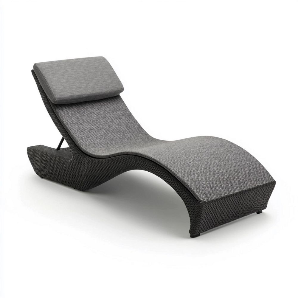 Tumbona de jardín de resina trenzada gris