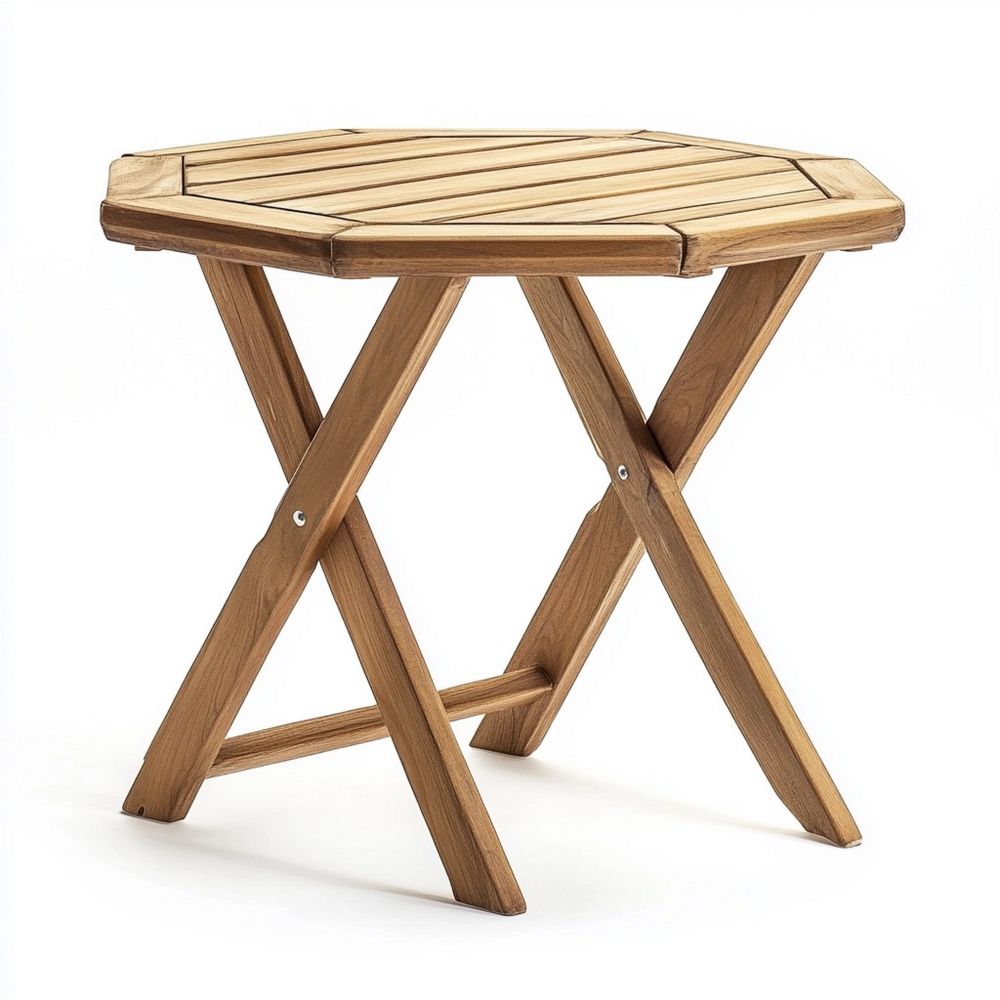 Mesa Auxiliar Plegable Octogonal de Madera de Teca 50x50x50 cm