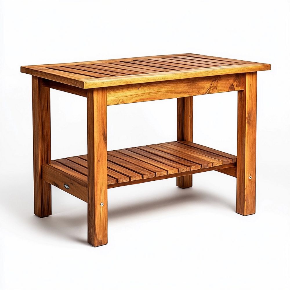 Mesa de jardín rectangular madera teca 90x50x70 cm exterior