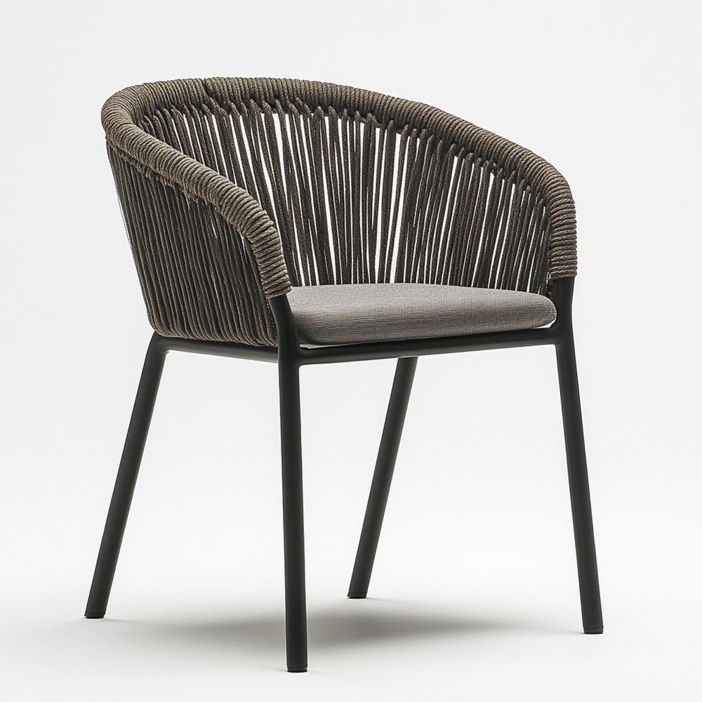 Silla de Exterior con Marco de Aluminio y Asiento de Poliéster Gris