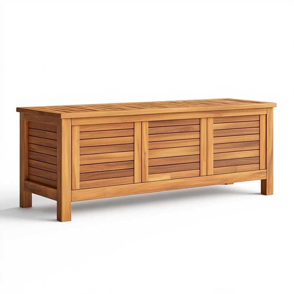 Banco de Almacenamiento de Madera de Teca Natural 120cm